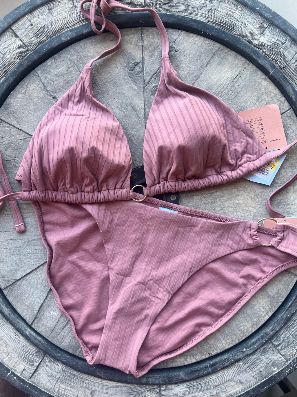 Women’s Mauve Ribbed Triangle Bikini Set B27